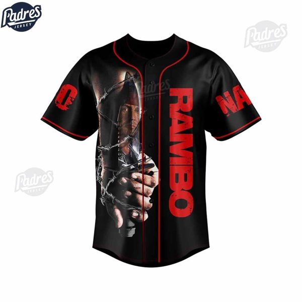 Custom Movie First Blood John Rambo Baseball Jersey 3