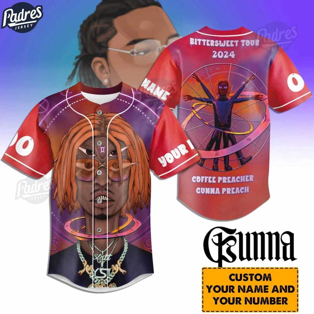 Custom Music Bittersweet Tour 2024 Gunna Baseball Jersey