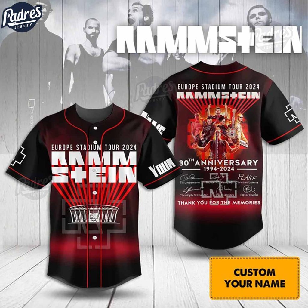 Custom Music Erproada Stadium Tour 2024 Rammstein Baseball Jersey