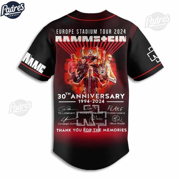 Custom Music Erproada Stadium Tour 2024 Rammstein Baseball Jersey 3