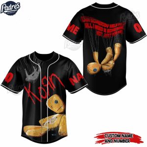 Custom Music Korn Black Baseball Jersey 1