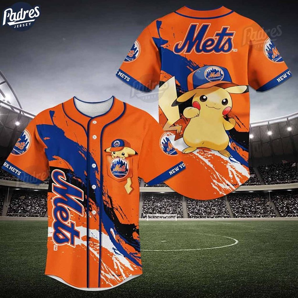 Custom New York Mets Pikachu Baseball Jersey