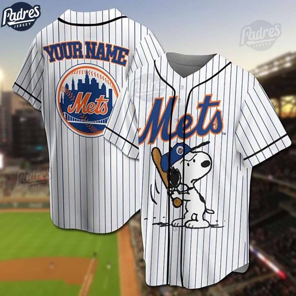 Custom New York Mets Snoopy Baseball Jersey 1