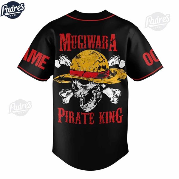 Custom One piece Mugiwara Pirate King Black Baseball Jersey 2