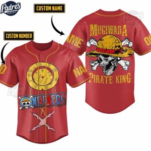 Custom One piece Mugiwara Pirate King Red Baseball Jersey 1