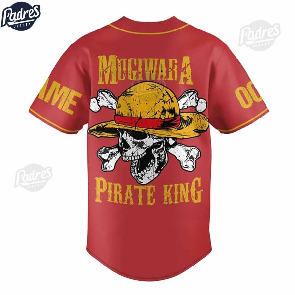 Custom One piece Mugiwara Pirate King Red Baseball Jersey 2