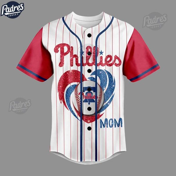 Custom Philadelphia Phillies I Love Mom Baseball Jersey 2