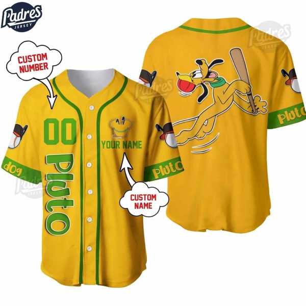 Custom Pluto Disney Yellow Baseball Jersey 3