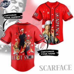 Custom Scarlet Let It Snow Christmas Baseball Jersey 1