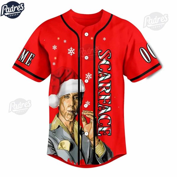 Custom Scarlet Let It Snow Christmas Baseball Jersey 3