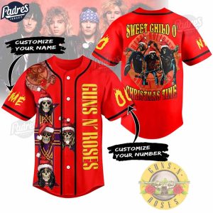 Guns N' Roses Skull Design Red Christmas Baseball Jersey 1