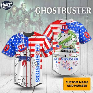 Happy 4th Of July American Flag Ghostbusters Custom Baseball Jersey 1