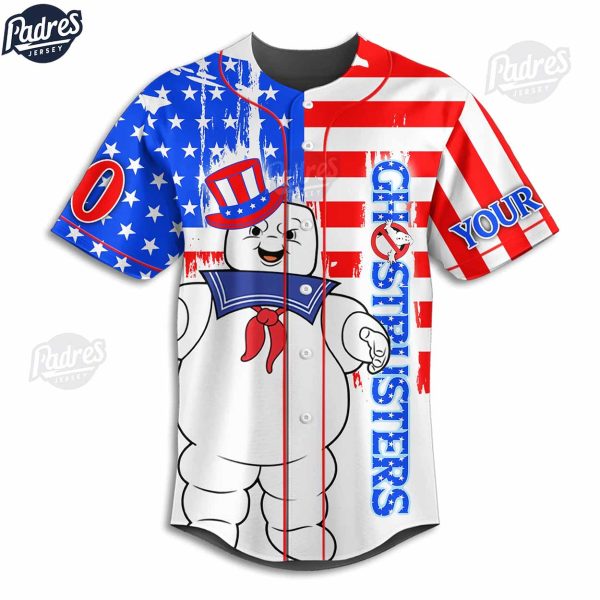 Happy 4th Of July American Flag Ghostbusters Custom Baseball Jersey 2