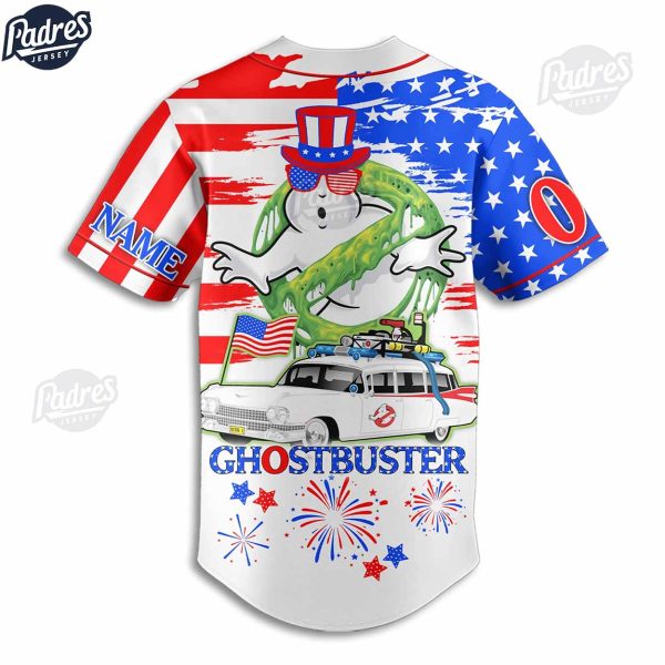 Happy 4th Of July American Flag Ghostbusters Custom Baseball Jersey 3