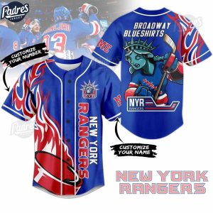 NHl New York Rangers Baseball Jersey Style 1