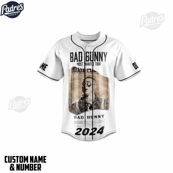 Personalized Bad Bunny Most Wanted Tour 2024 Baseball Jersey Shirt 2