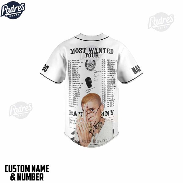 Personalized Bad Bunny Most Wanted Tour 2024 Baseball Jersey Shirt 3