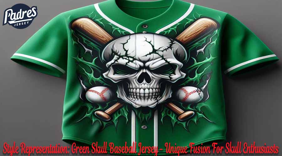 Style Representation: Green Skull Baseball Jersey - Unique Fusion For Skull Enthusiasts