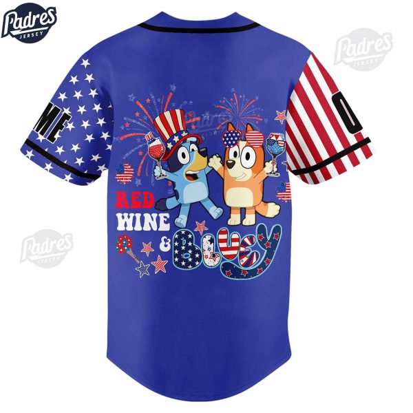 Custom 4th Of July Bluey USA Baseball Jersey 3