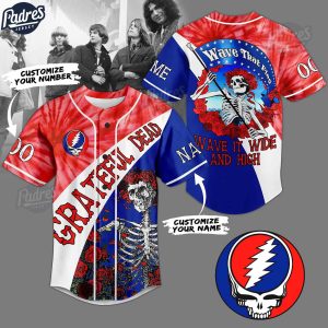 Custom 4th Of July Grateful Dead Wave That Flag Wave It Wide And High Baseball Jersey 1