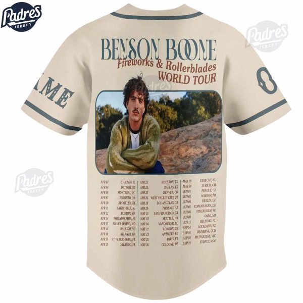 Custom Benson Boone World Tour Baseball Jersey 3