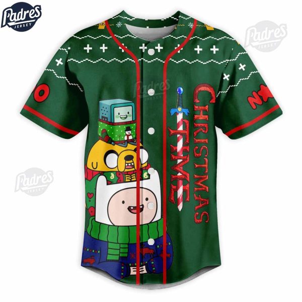 Custom Christmas Adventure Time Baseball Jersey 3