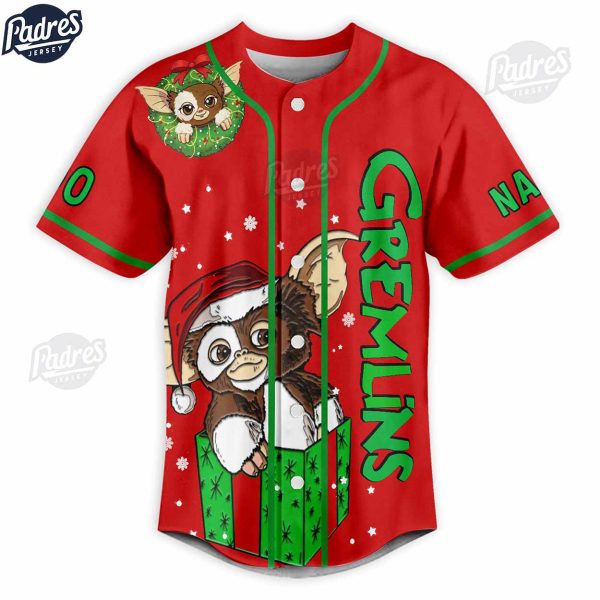 Custom Christmas Gremlins Gizmo Baseball Jersey 2