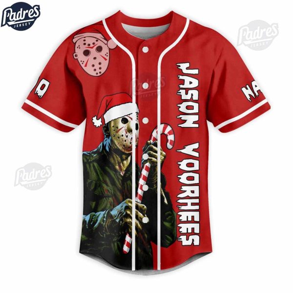 Custom Christmas Jason Voorhees Baseball Jersey Style 3