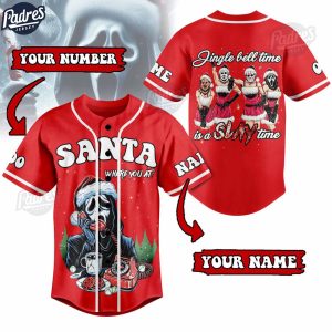 Custom Christmas Scream Santa Where Are You At Baseball Jersey 1