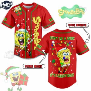 Custom Christmas Spongebob Squartens Baseball Jersey 1