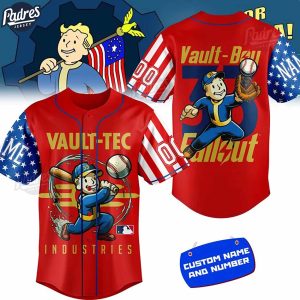 Custom Fallout Vault-Tec MLB Red Baseball Jersey Style