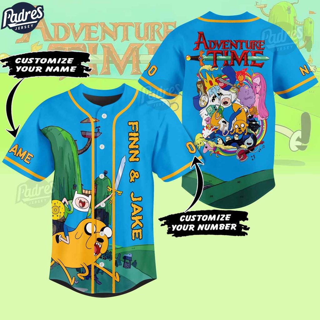 Custom Finn And Jack Adventure Time Baseball Jersey Style