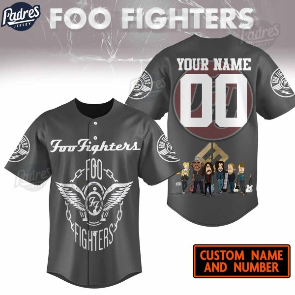 Custom Foo Fighter Grey Baseball Jersey Style 1