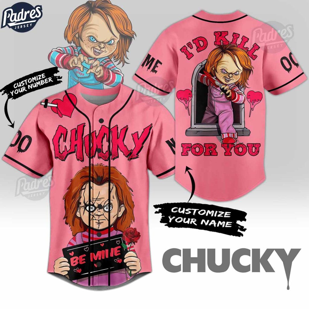 Custom Happy Valentine Chucky Wanna Play Baseball Jersey