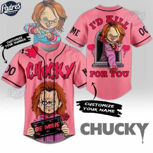 Custom Happy Valentine Chucky Wanna Play Baseball Jersey 1