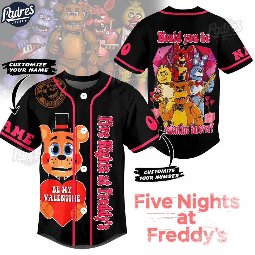 Custom Happy Valentine Five Nights At Freddy Baseball Jersey