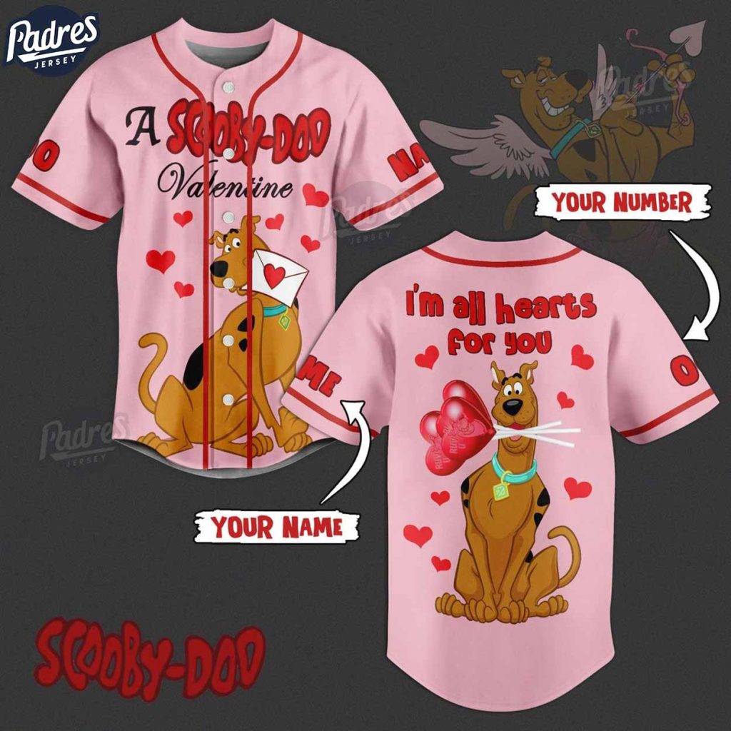 Custom Happy Valentine Scooby-Doo Baseball Jersey