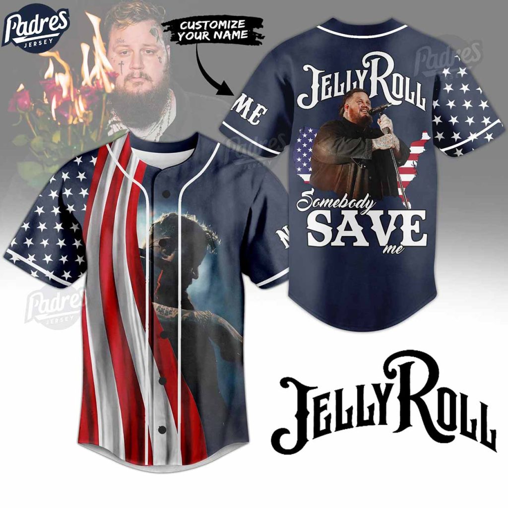 Custom Jelly Roll Somebody Save Me USA Baseball Jersey
