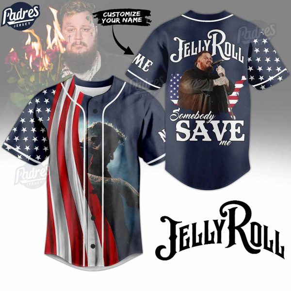 Custom Jelly Roll Somebody Save Me USA Baseball Jersey 1