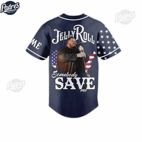 Custom Jelly Roll Somebody Save Me USA Baseball Jersey 3