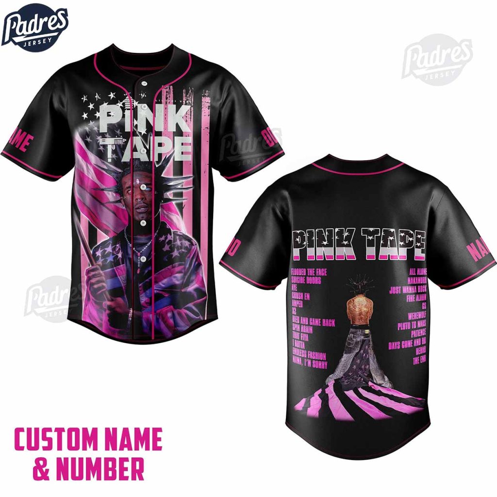 Custom Lil Uzi Vert Pink Tape Baseball Jersey