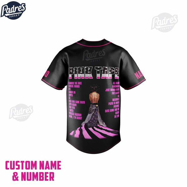 Custom Lil Uzi Vert Pink Tape Baseball Jersey 3