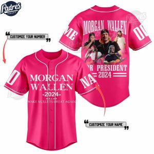 Custom Morgan Wallen For President 2024 Pink Baseball Jersey 1