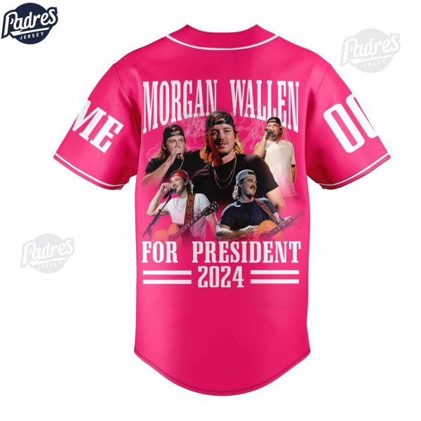 Custom Morgan Wallen For President 2024 Pink Baseball Jersey 2