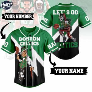 Custom NBA Lets Go Celtics Boston Celtics Baseball Jersey Style 1