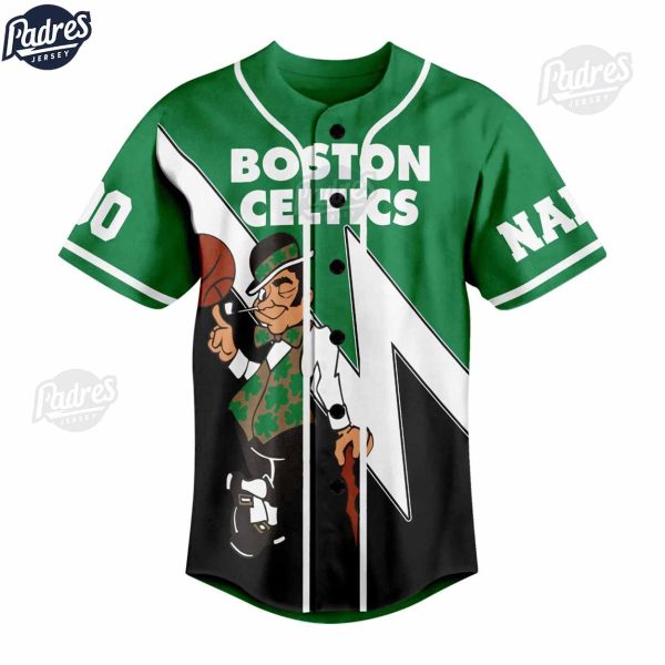 Custom NBA Lets Go Celtics Boston Celtics Baseball Jersey Style 2