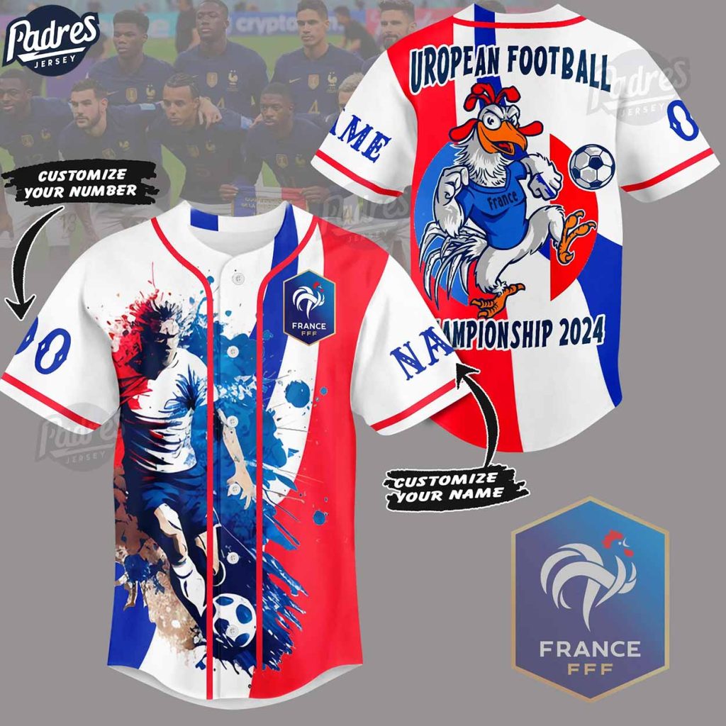 Custom Soccer Euro 2024 France Baseball Jersey