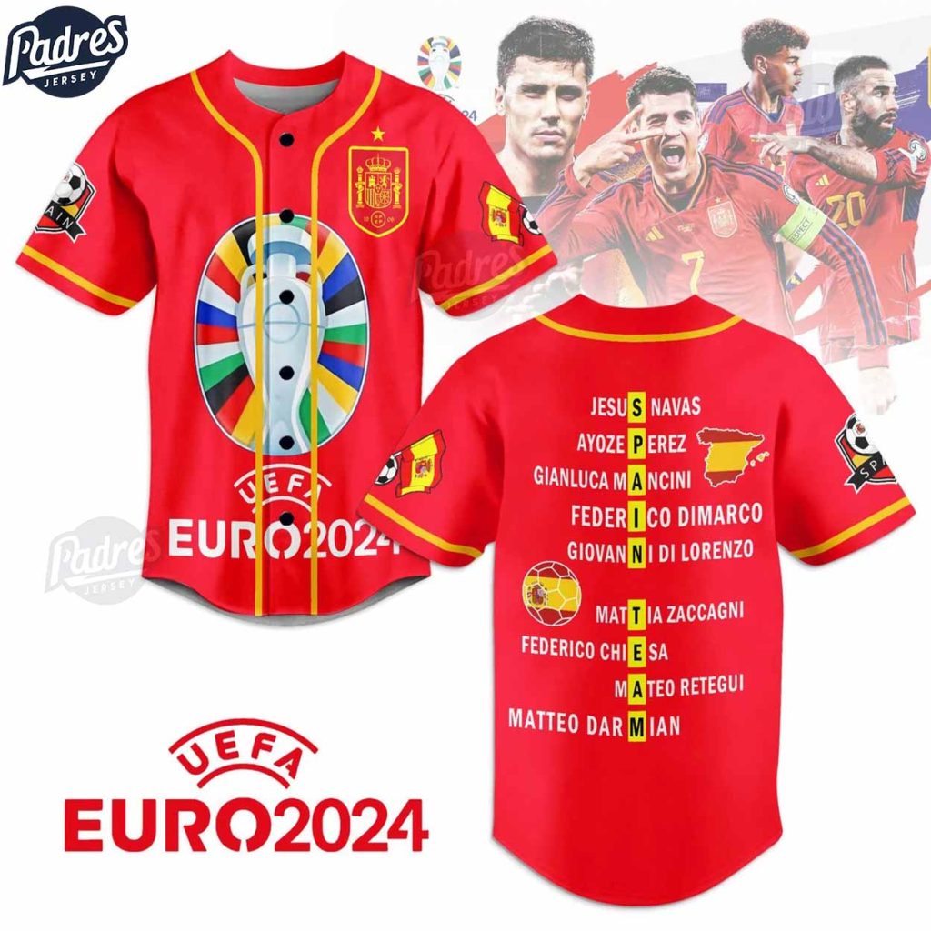 Custom Soccer Euro 2024 Spain Baseball Jersey