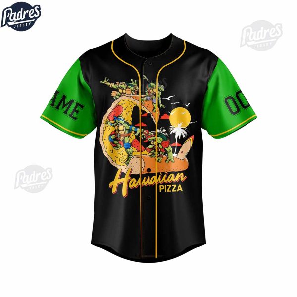 Custom Teenage Mutant Ninja Turtles Hawaiian Pizza Baseball Jersey 3