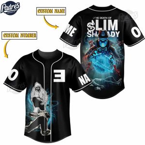 Custom The Death Of Slim Shady Eminem Black Baseball Jersey Style 1